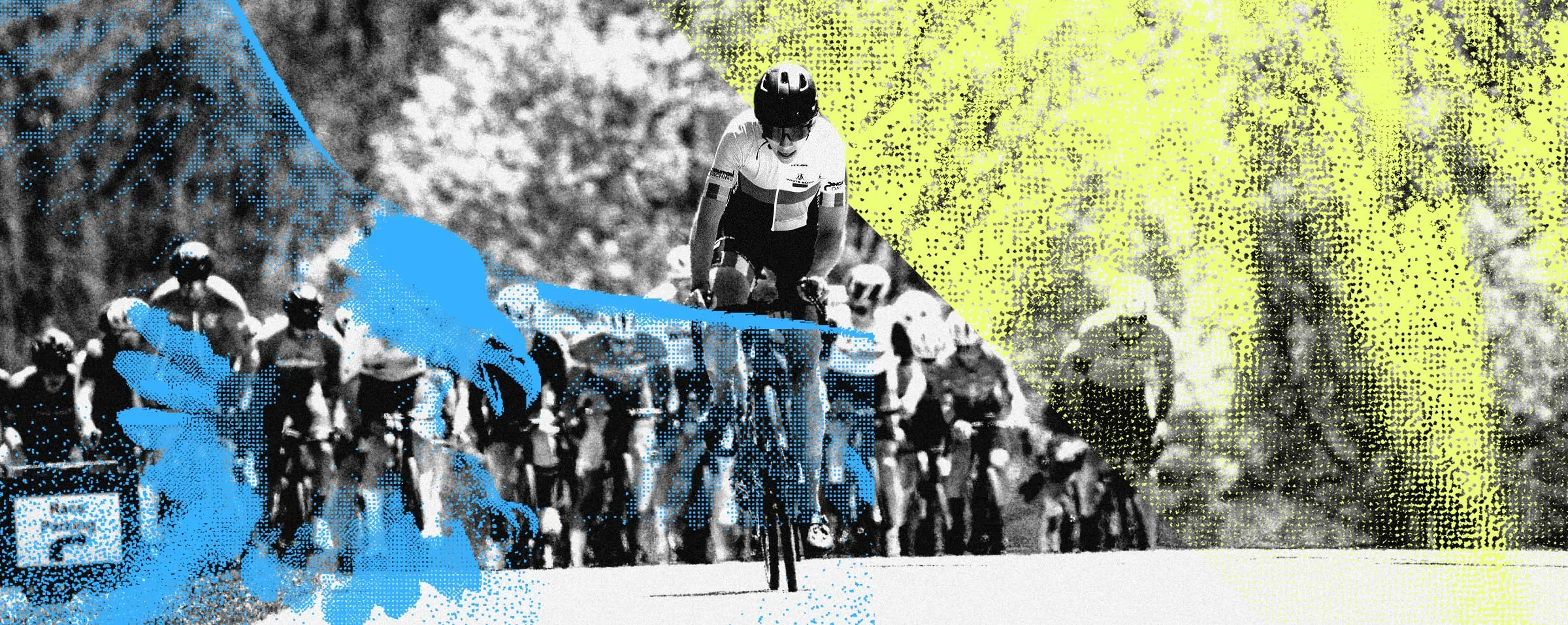 A lead cyclist pulls away from the pack in the Illinois Cup hero artwork.